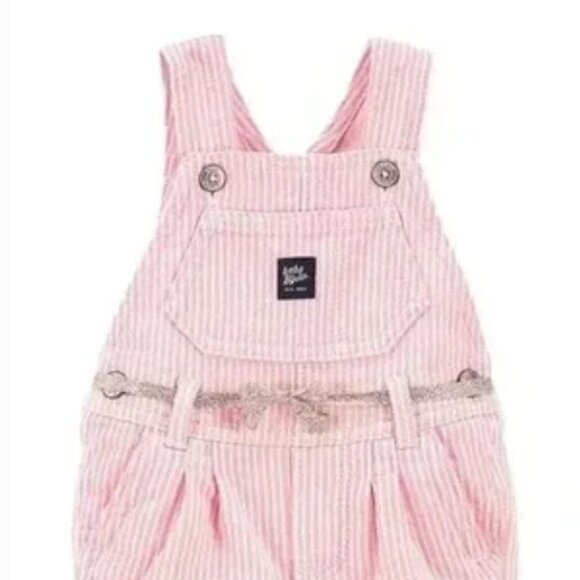 Baby B'gosh Pink and White stripe knit overalls size 24 m - Picture 5 of 10